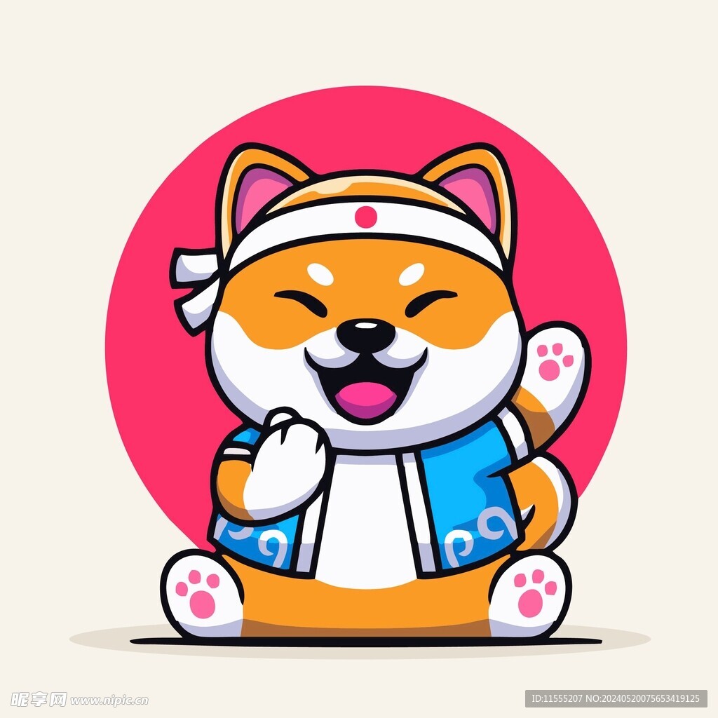 可爱秋田犬矢量卡通画儿童插画