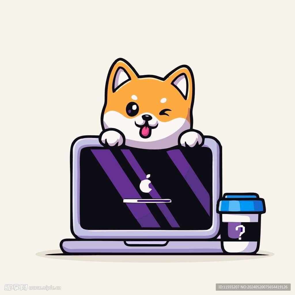 可爱秋田犬矢量卡通画儿童插画