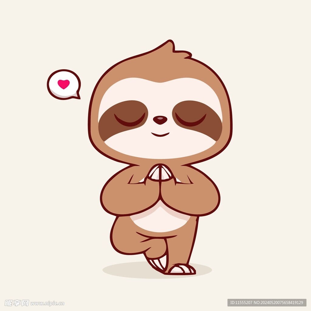 可爱树懒矢量卡通画儿童插画