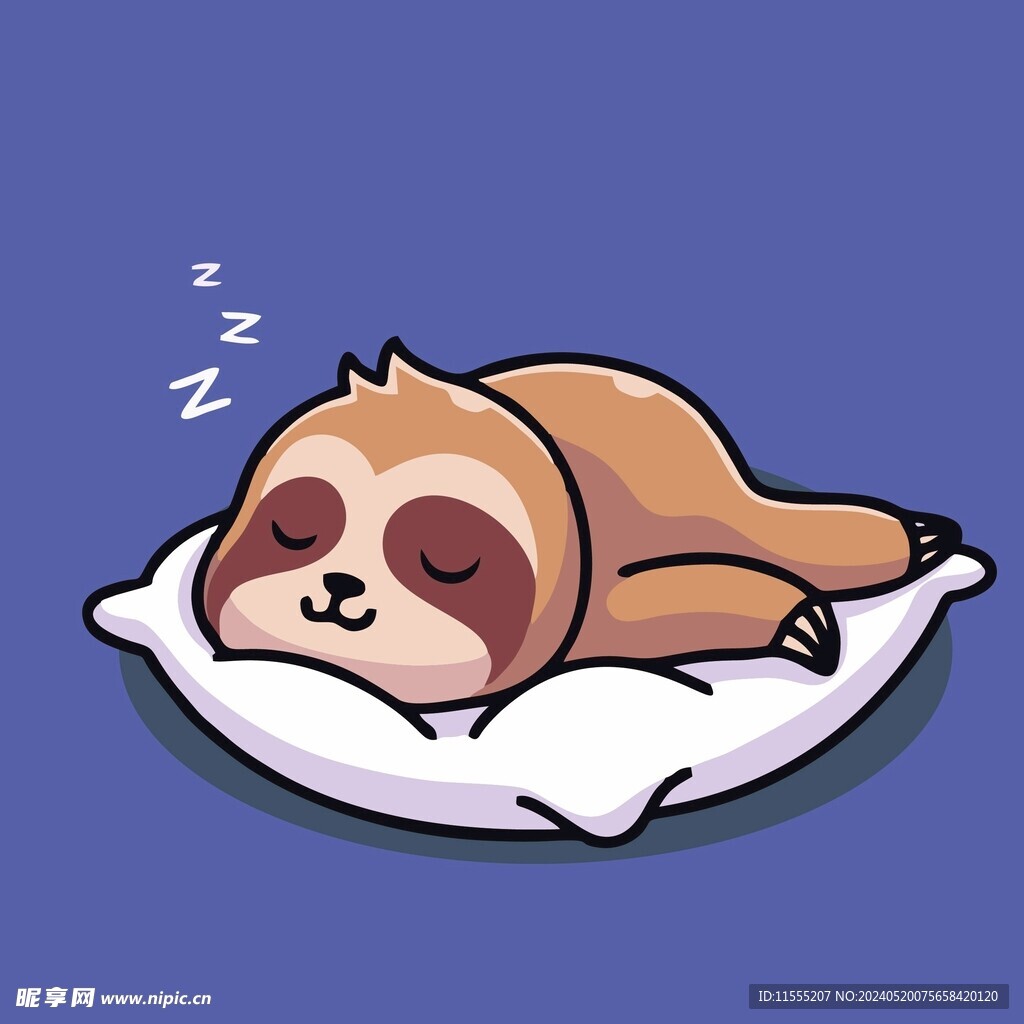 可爱树懒矢量卡通画儿童插画