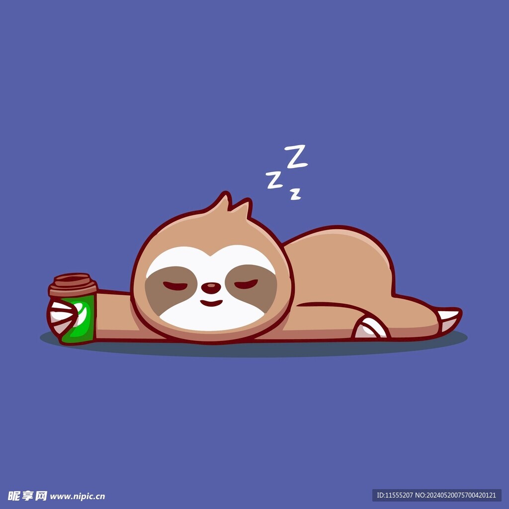 可爱树懒矢量卡通画儿童插画