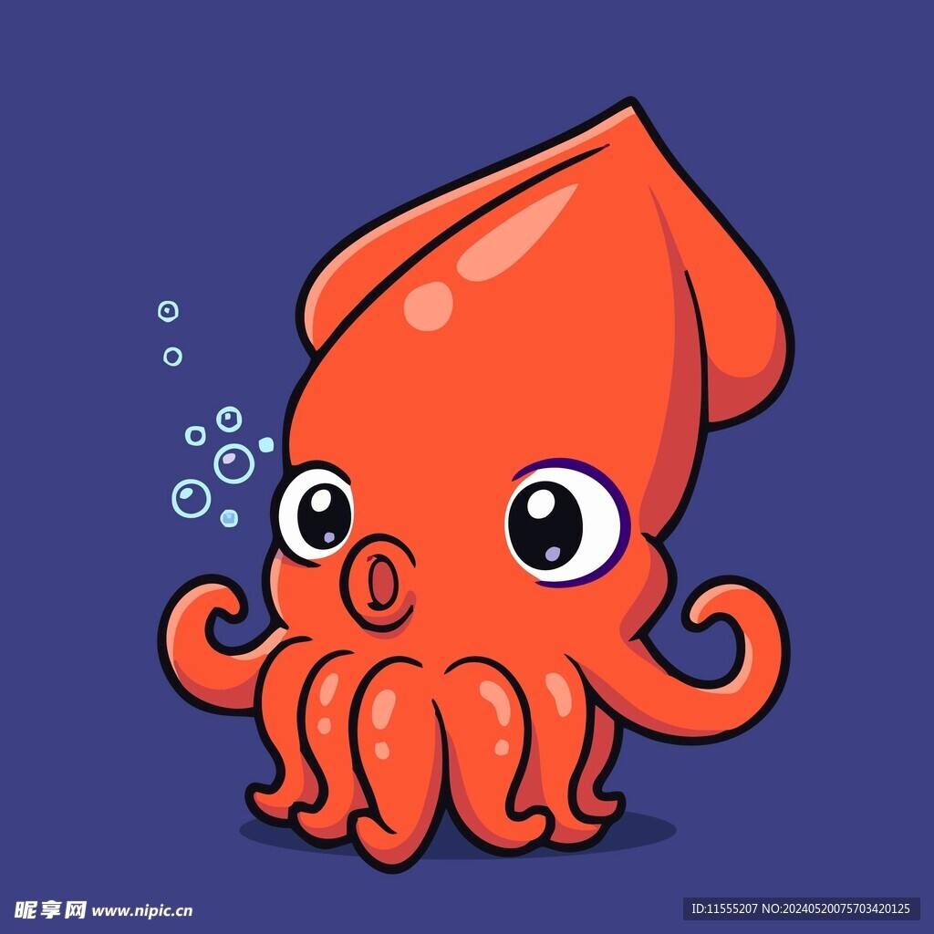 可爱乌贼矢量卡通插画