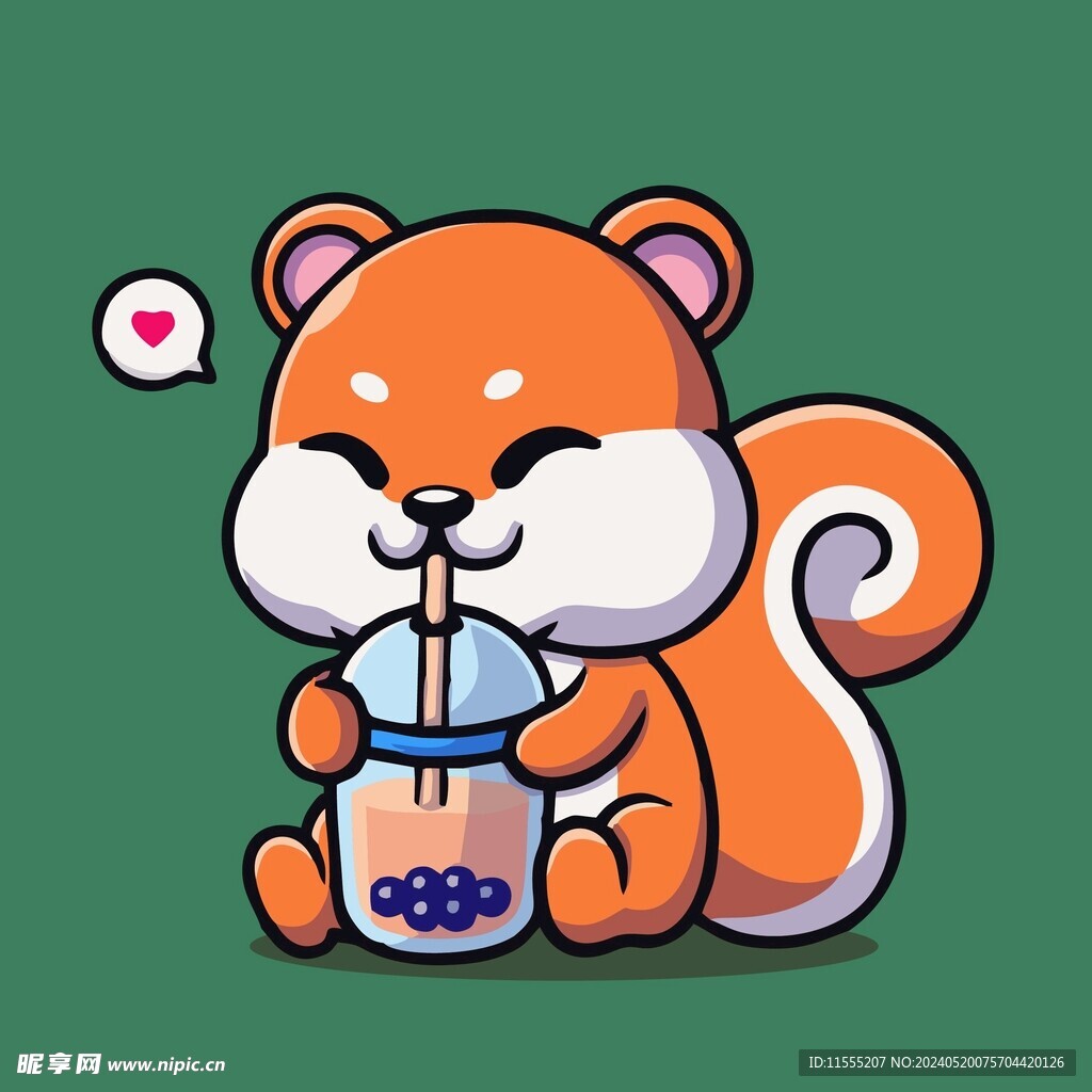 可爱秋田犬矢量卡通插画