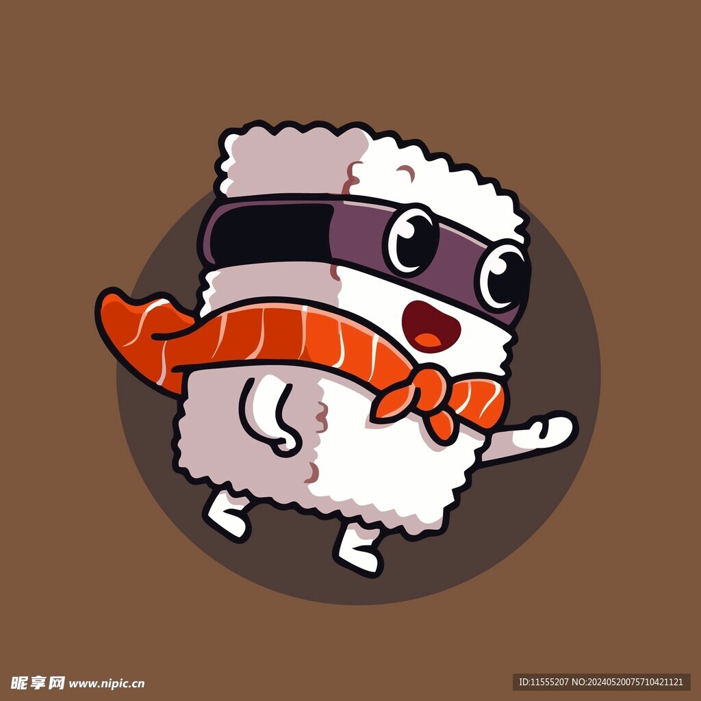 可爱寿司饭团人矢量卡通插画