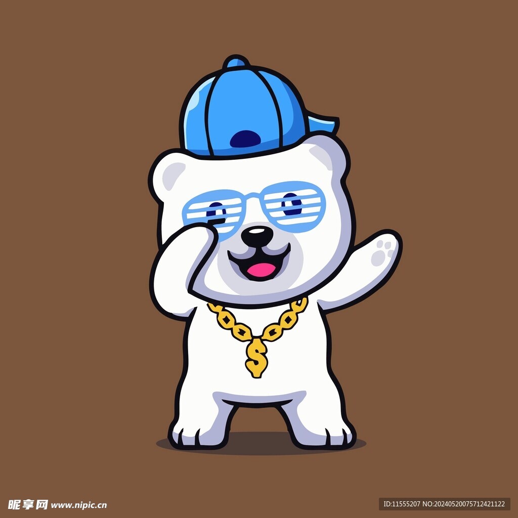 可爱北极熊矢量卡通插画