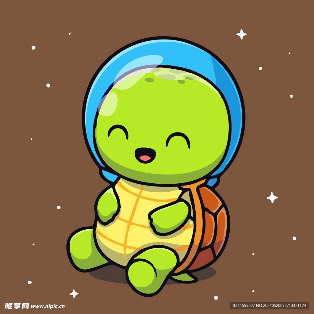 可爱奶海龟宇航员矢量卡通插画