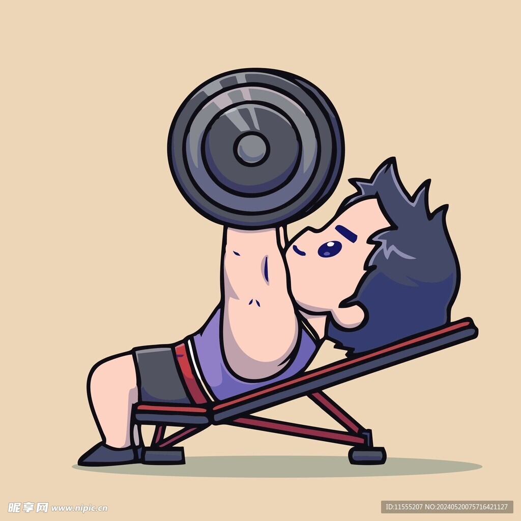 可爱大力士矢量卡通插画