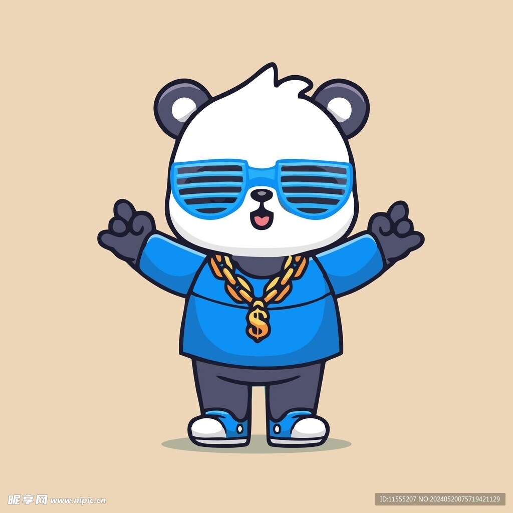 可爱熊猫矢量卡通插画