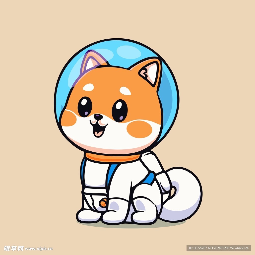 可爱秋田犬矢量卡通插画