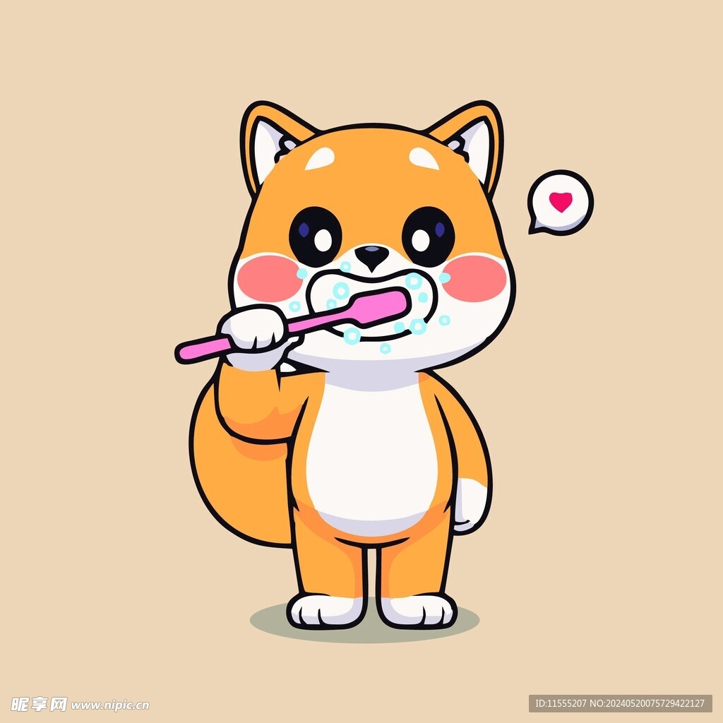 可爱秋田犬矢量卡通插画