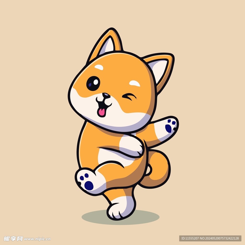 可爱秋田犬矢量卡通插画