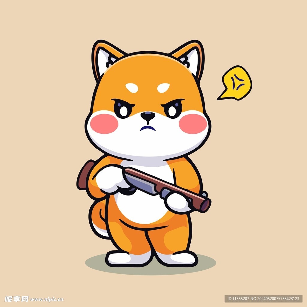 可爱秋田犬矢量卡通插画