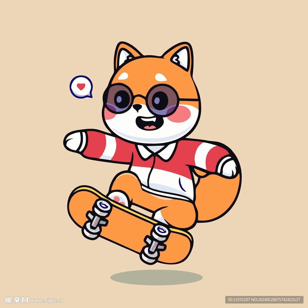 可爱秋田犬矢量卡通插画