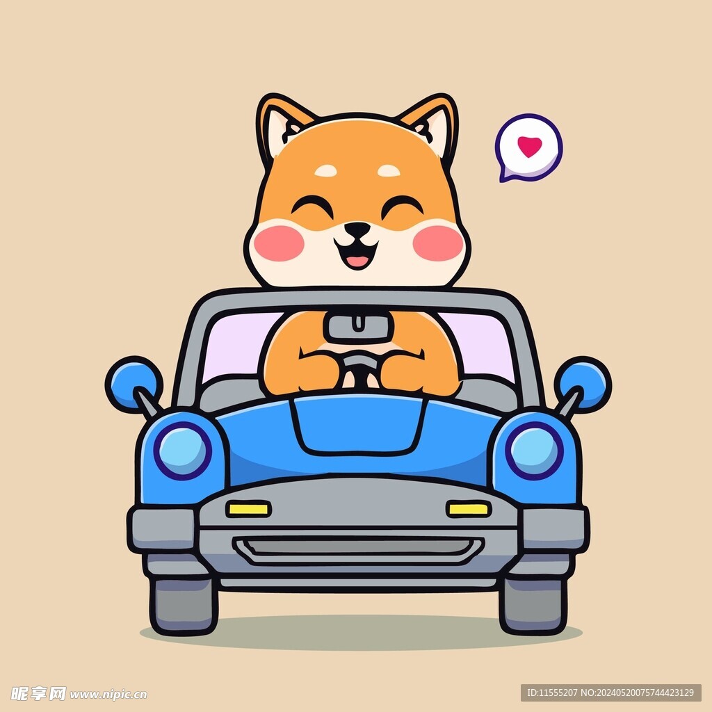 可爱秋田犬矢量卡通插画