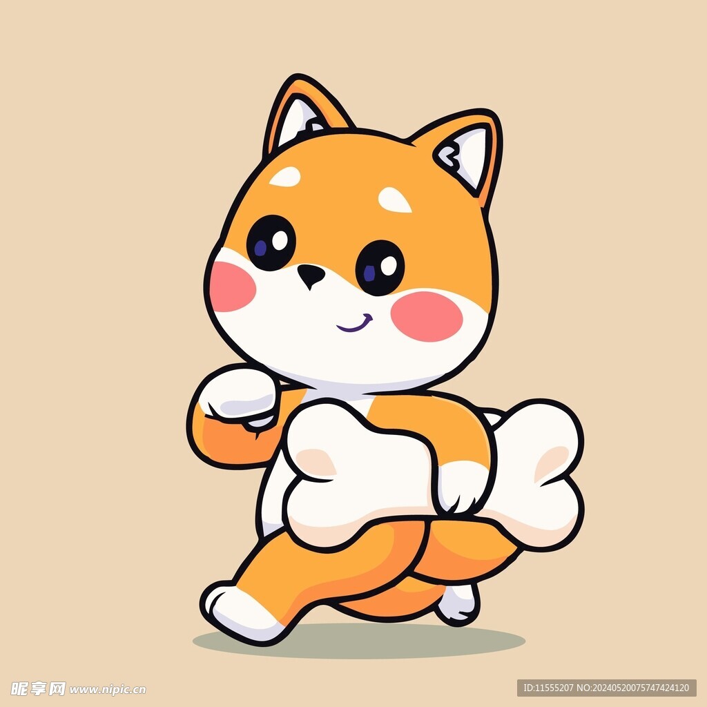 可爱秋田犬矢量卡通插画