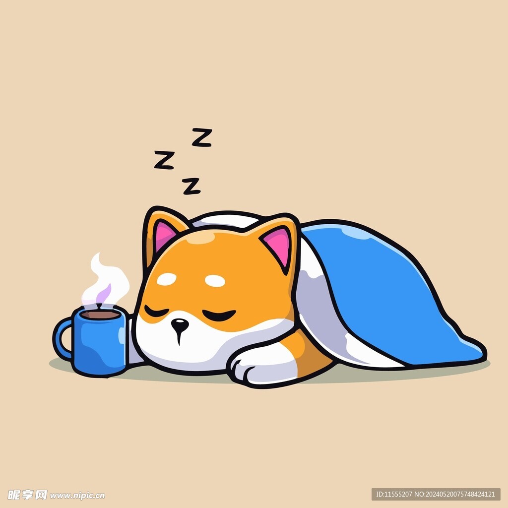 可爱秋田犬矢量卡通插画