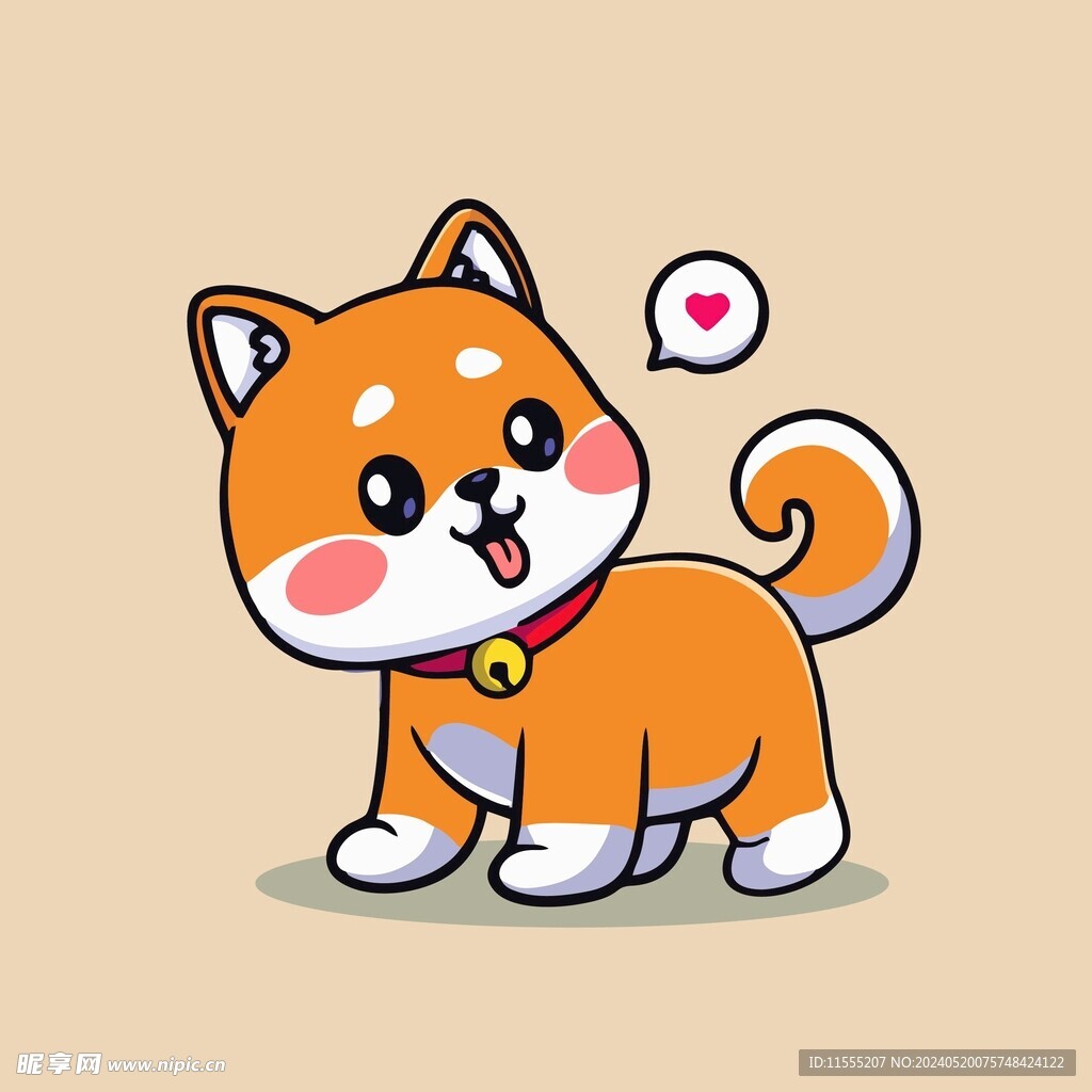 可爱秋田犬矢量卡通插画