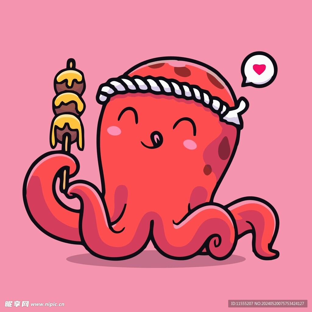 可爱炸鱼丸矢量卡通插画