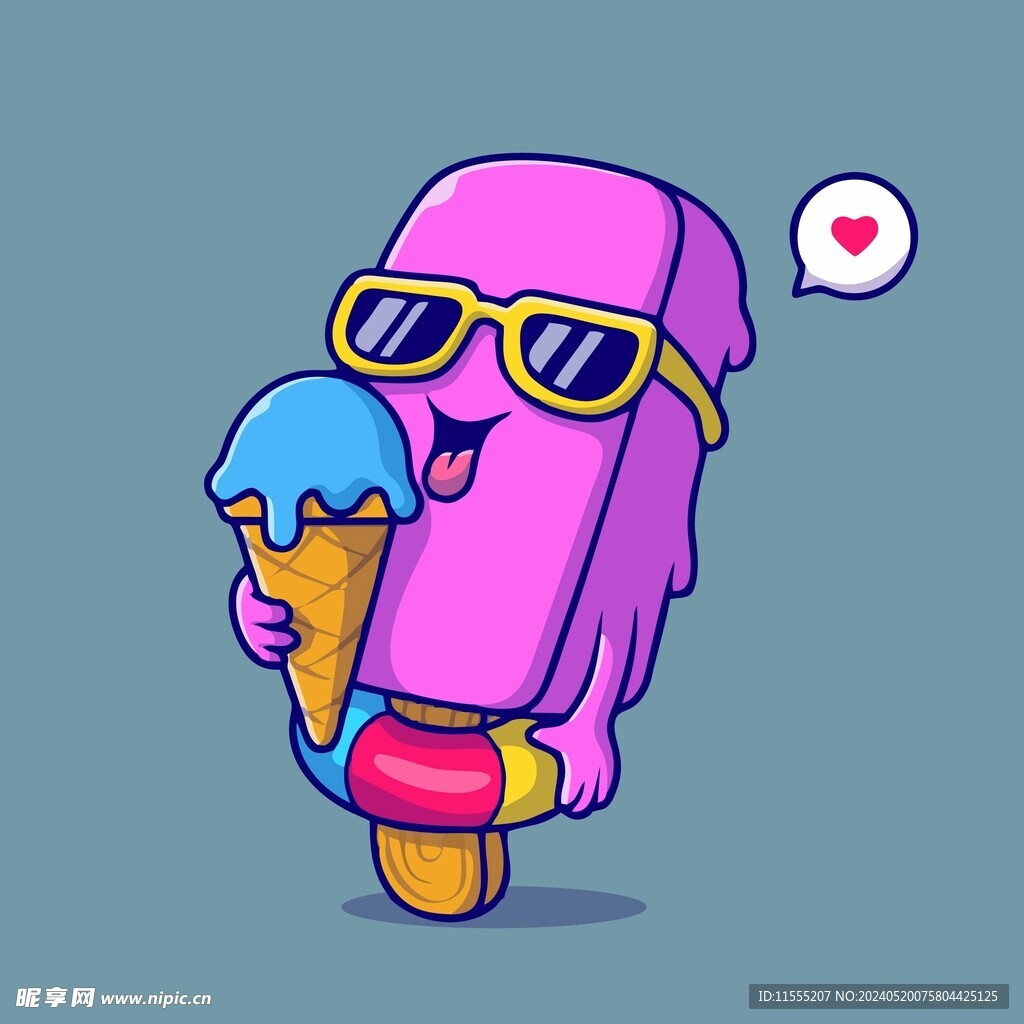 可爱冰激凌小人矢量卡通插画