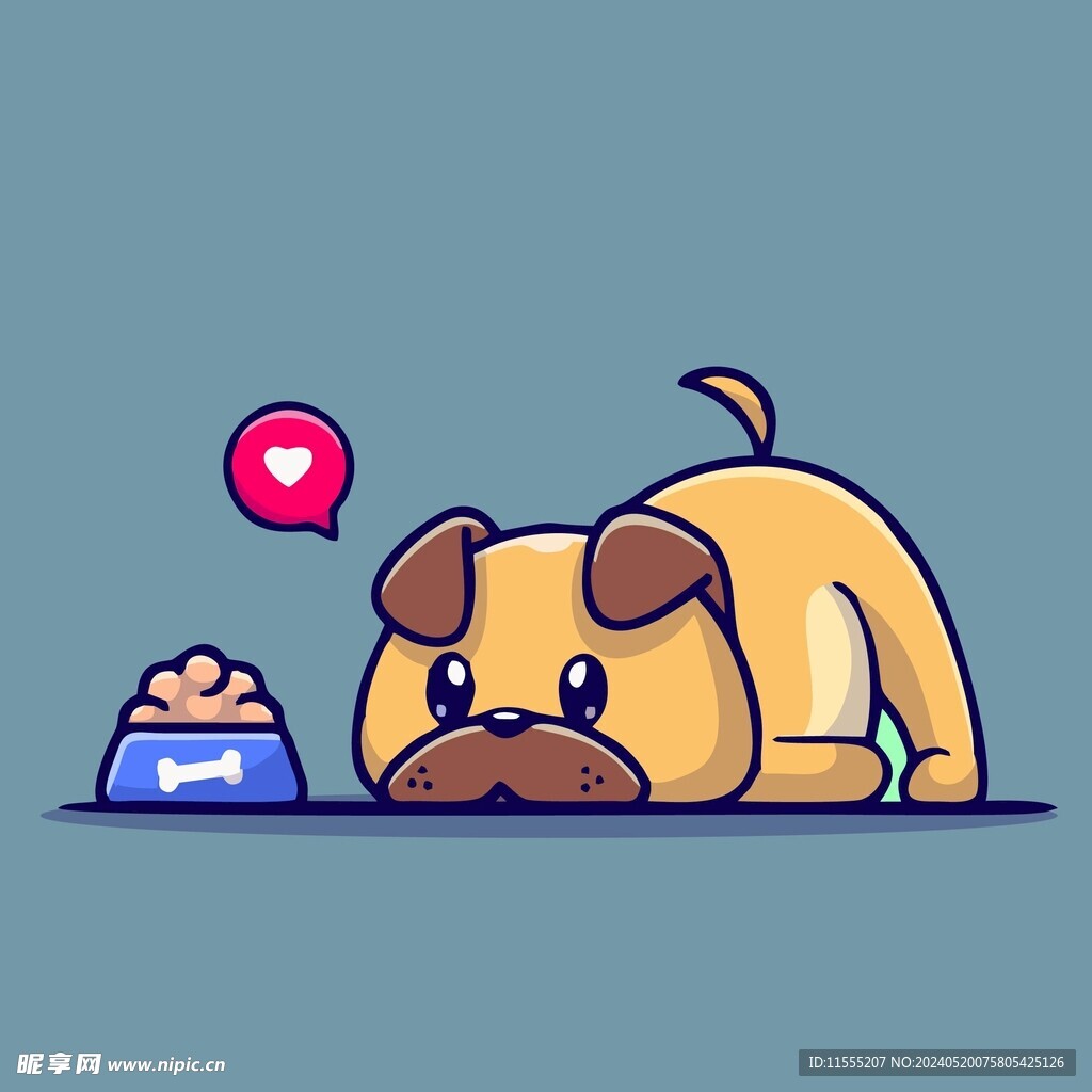 可爱狗矢量卡通画儿童插画