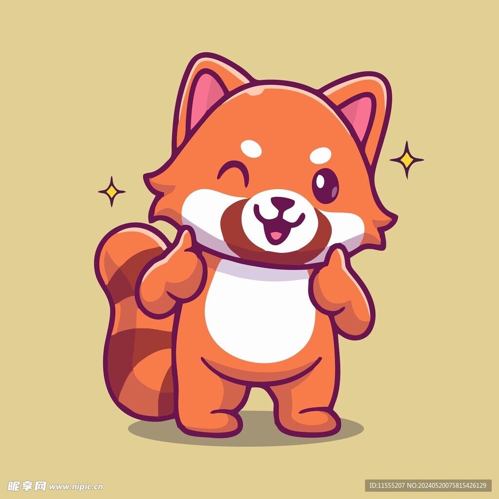 可爱小浣熊矢量卡通插画