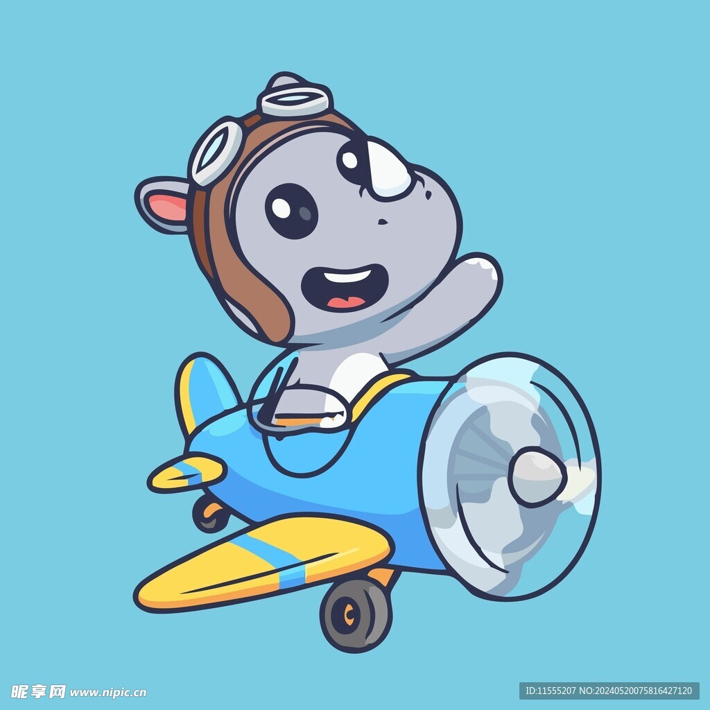 可爱小狗飞行员矢量卡通画