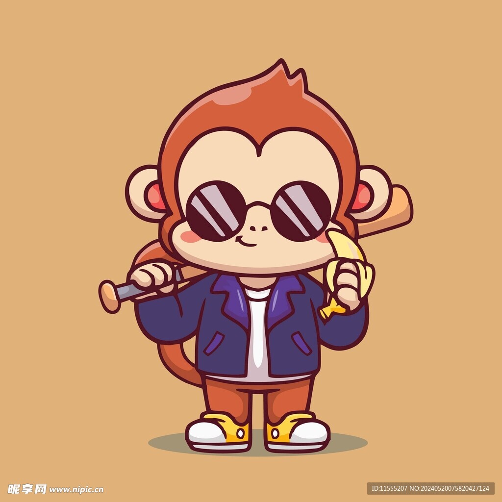 可爱小猴矢量卡通插画