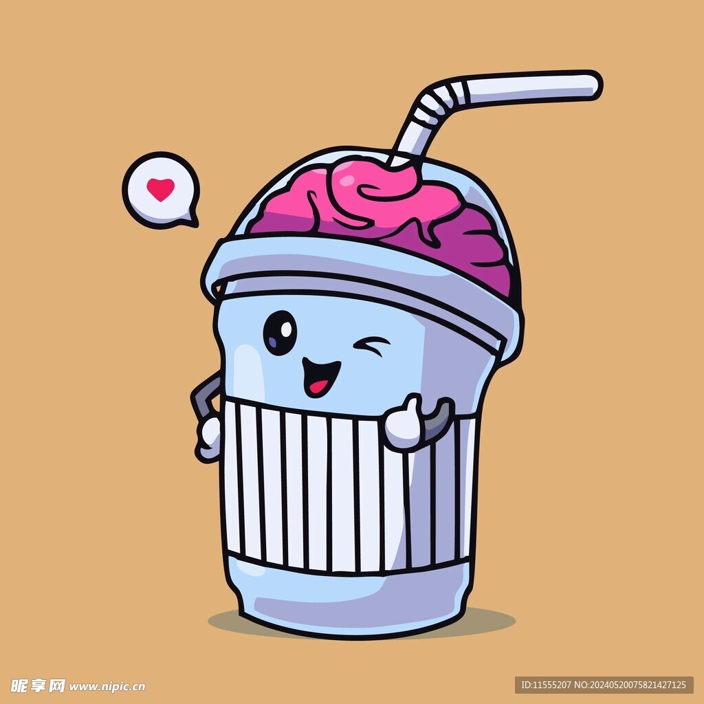 可爱奶茶矢量卡通画儿童插画