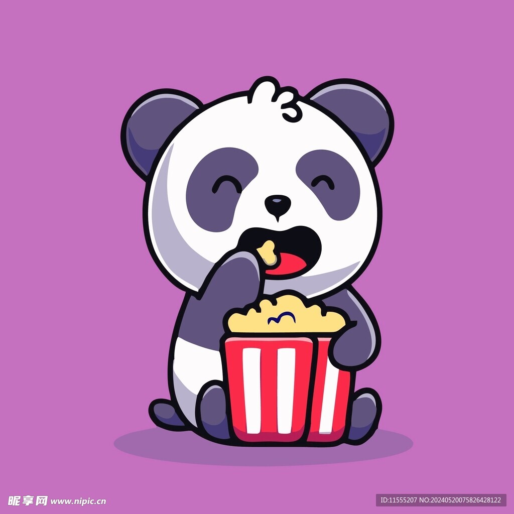 可爱熊猫矢量卡通插画