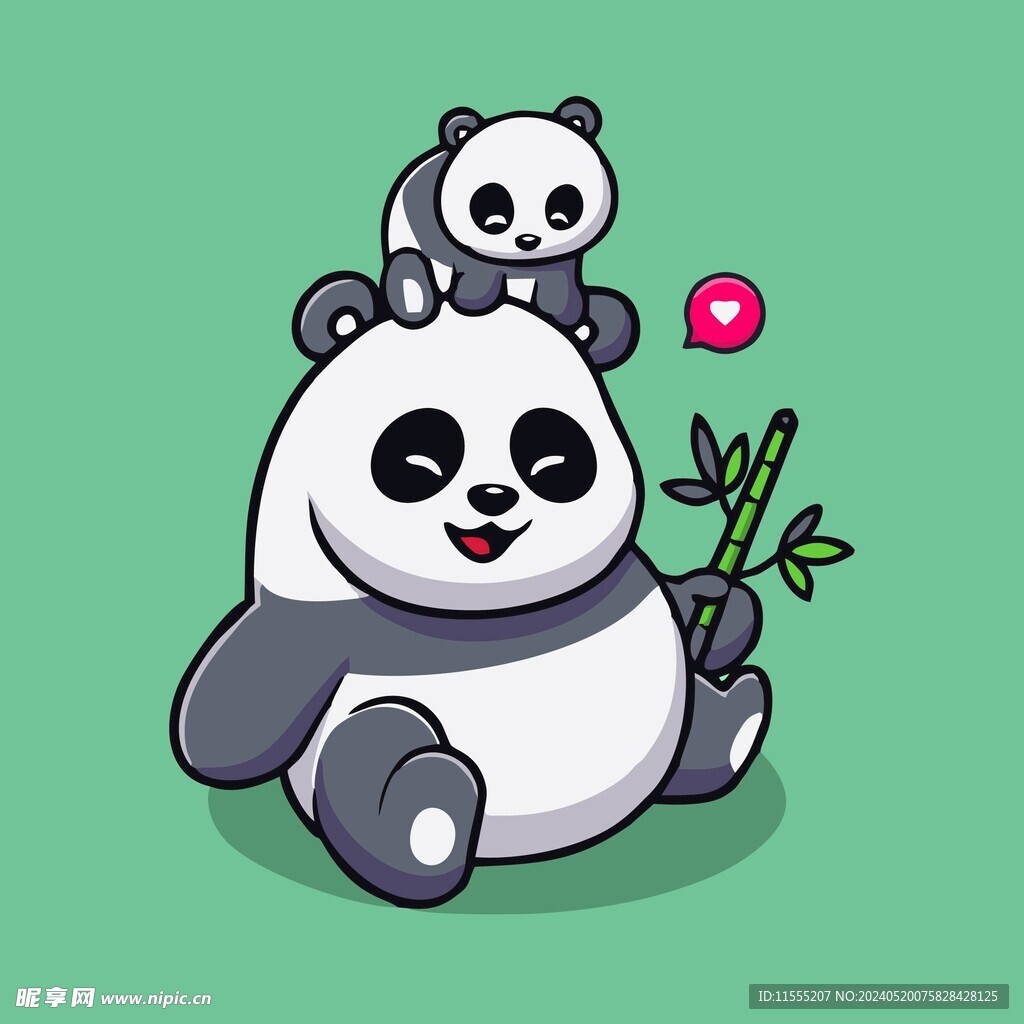 可爱熊猫矢量卡通插画