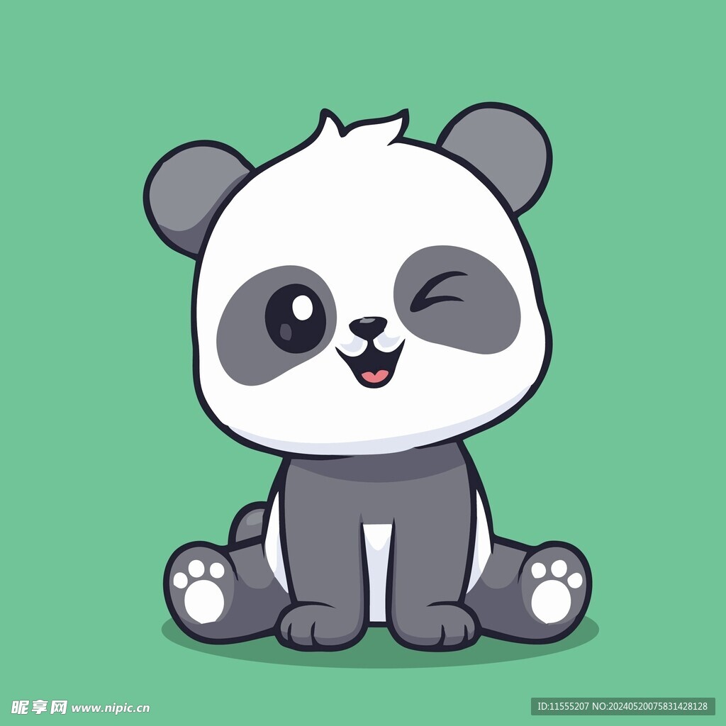 可爱熊猫矢量卡通插画