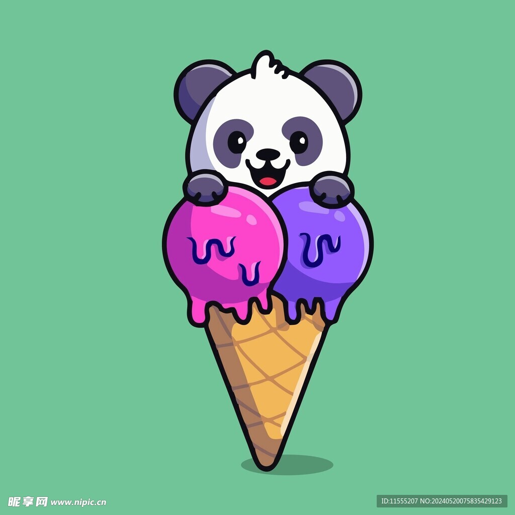 可爱熊猫矢量卡通插画