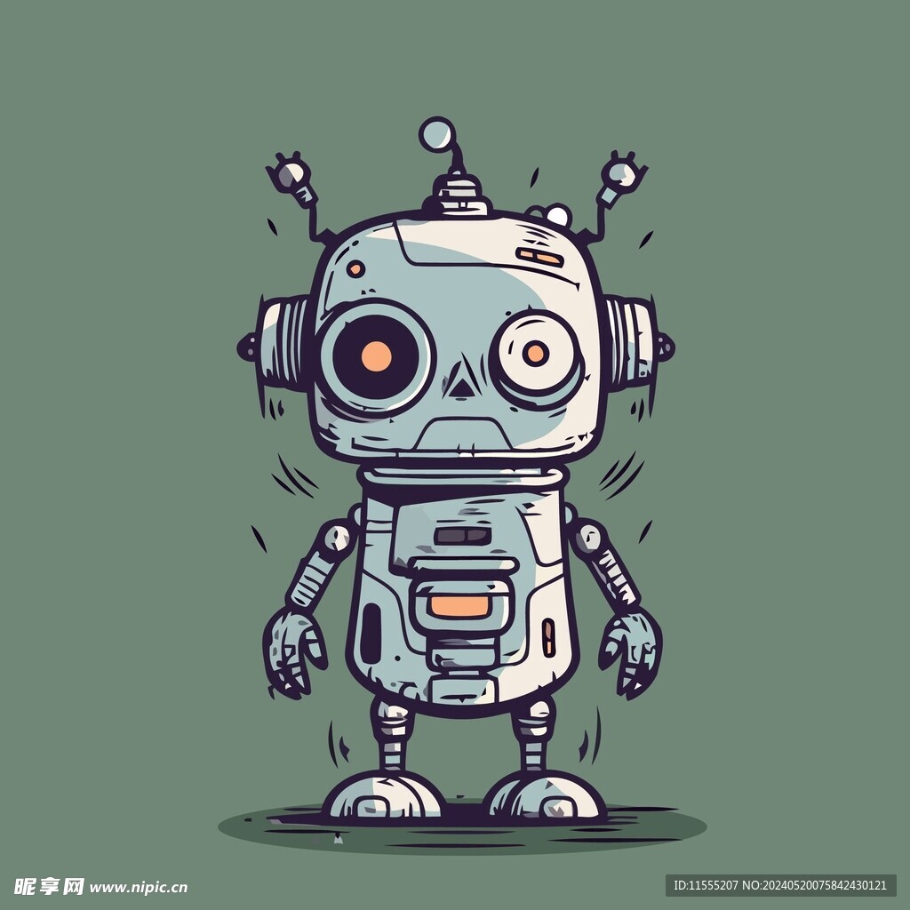 可爱机器人矢量卡通插画