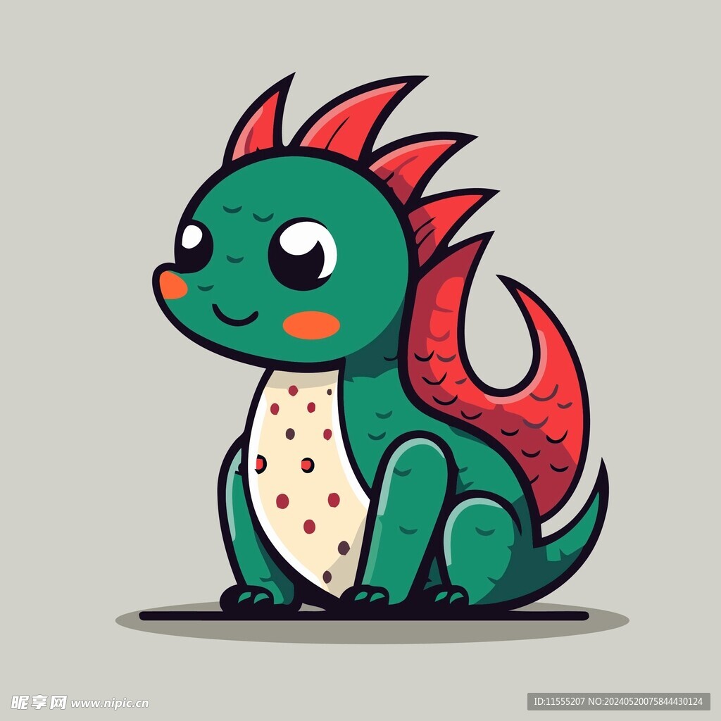 可爱恐龙矢量卡通插画