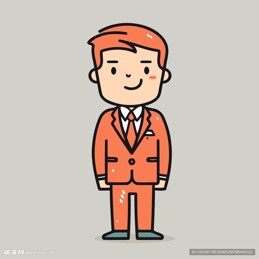 可爱西服男矢量卡通插画