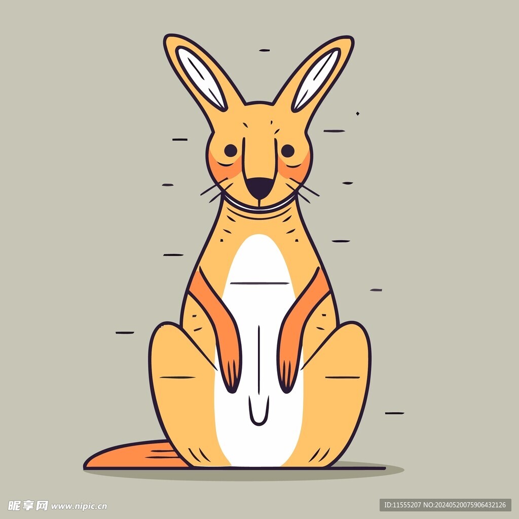 可爱袋鼠矢量卡通插画