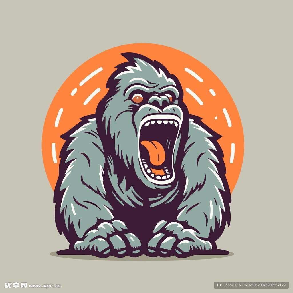 可爱大猩猩矢量卡通插画