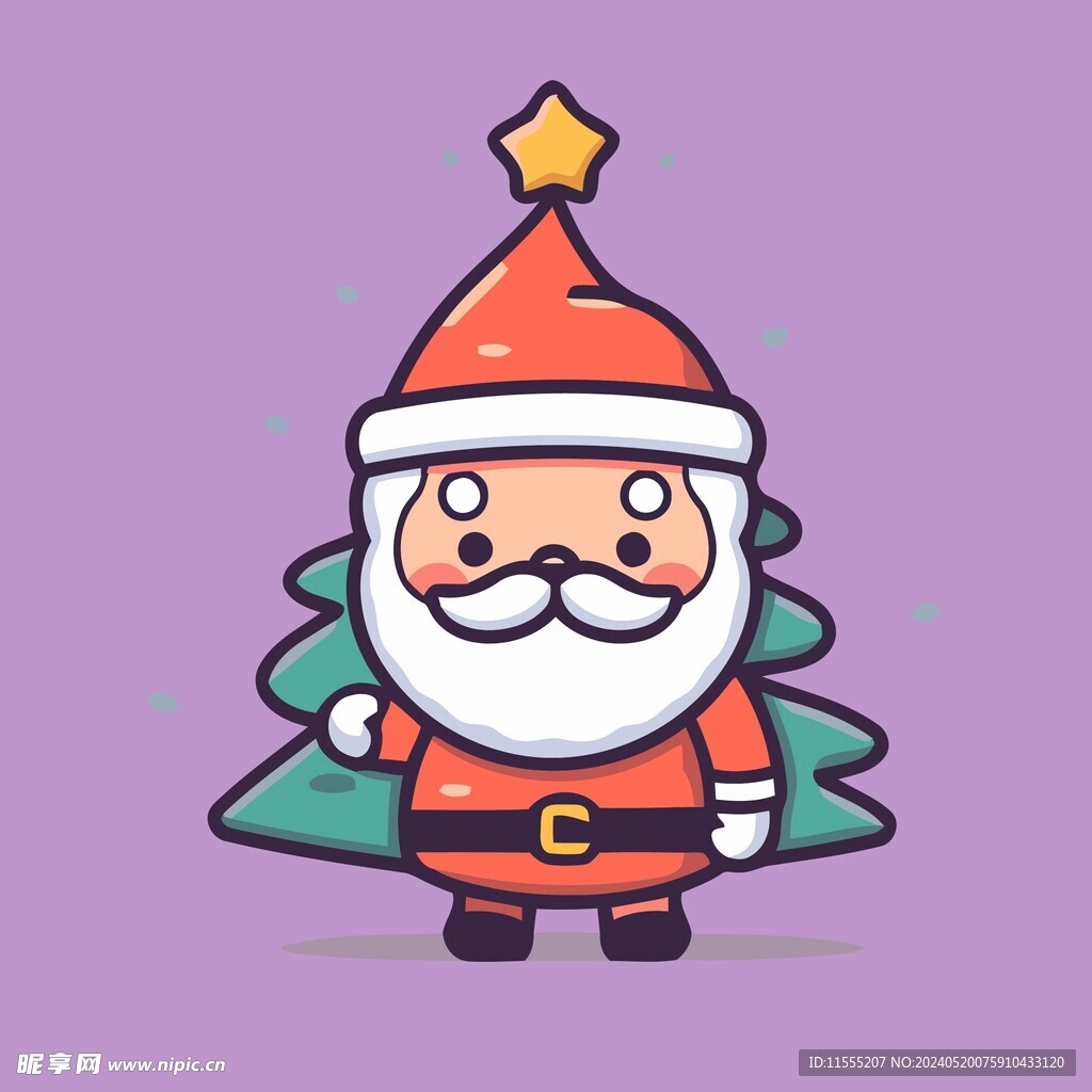 可爱圣诞老人矢量卡通插画