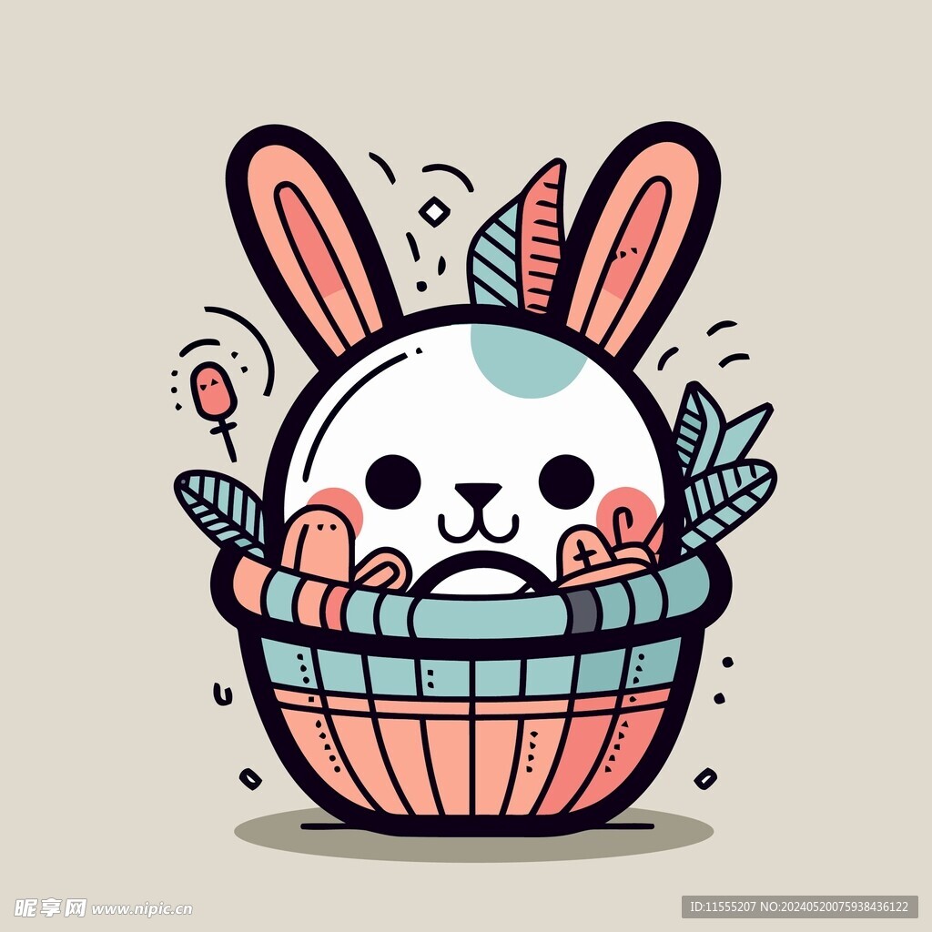 可爱兔子矢量卡通画儿童插画