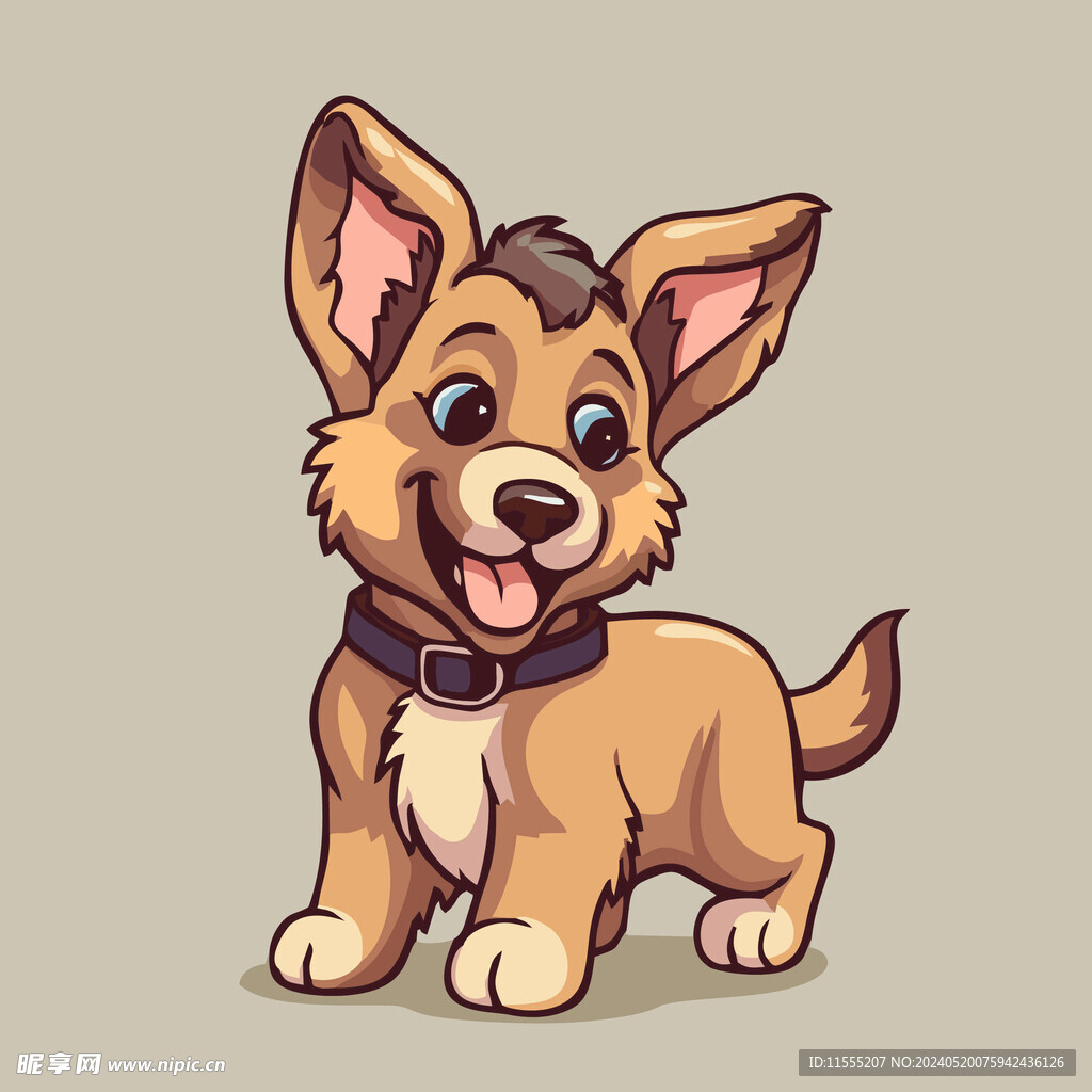 可爱小狗矢量卡通画儿童插画