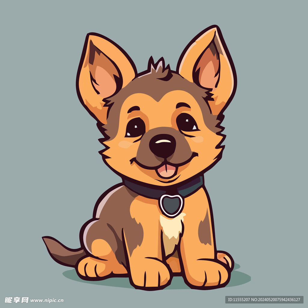 可爱小狗矢量卡通画儿童插画