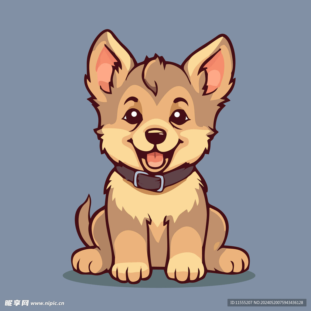 可爱小狗矢量卡通画儿童插画