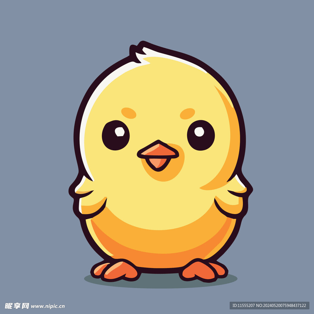 可爱小黄鸡矢量卡通画儿童插画