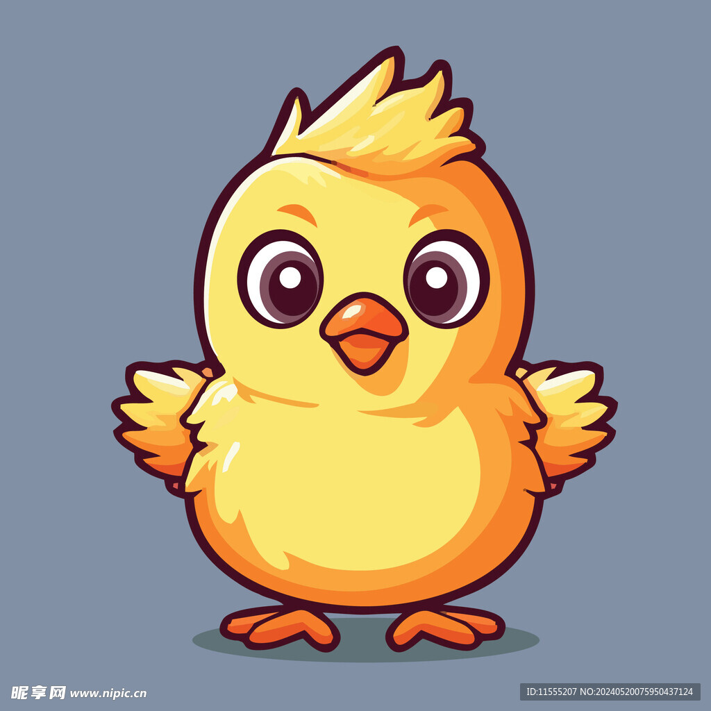 可爱小黄鸡矢量卡通画儿童插画