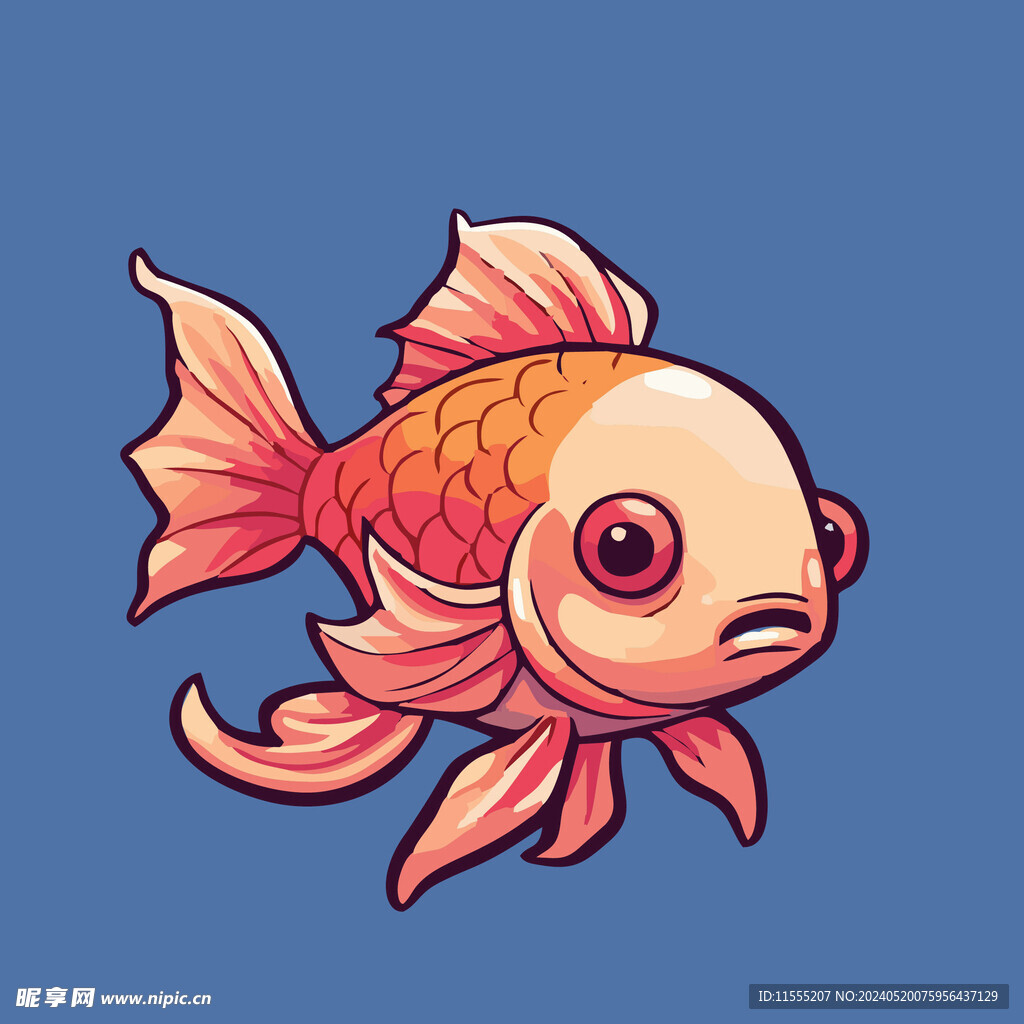 可爱金鱼矢量卡通画儿童插画