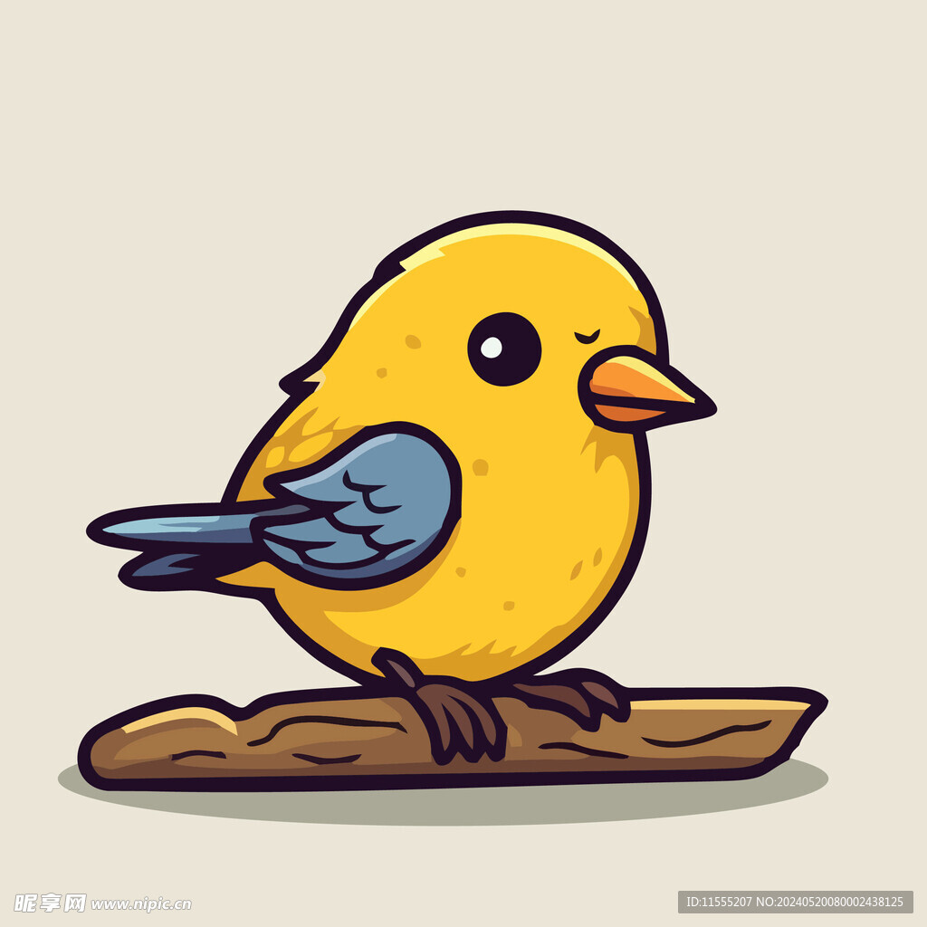 可爱小黄鸟矢量卡通画儿童插画