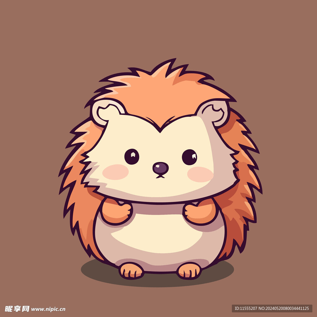 可爱刺猬矢量卡通画儿童插画