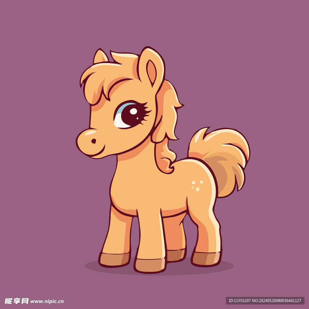 可爱小马矢量卡通画儿童插画