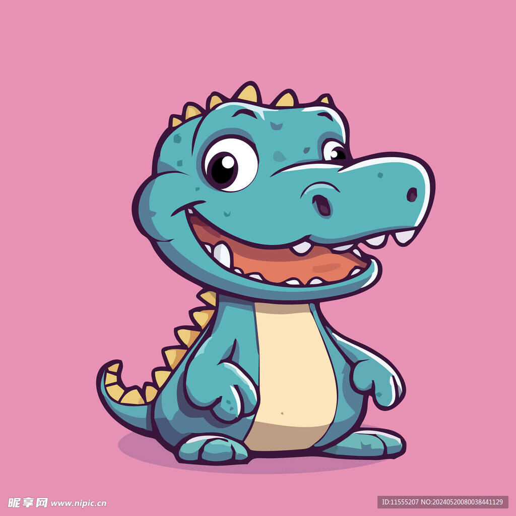 可爱鳄鱼矢量卡通画儿童插画