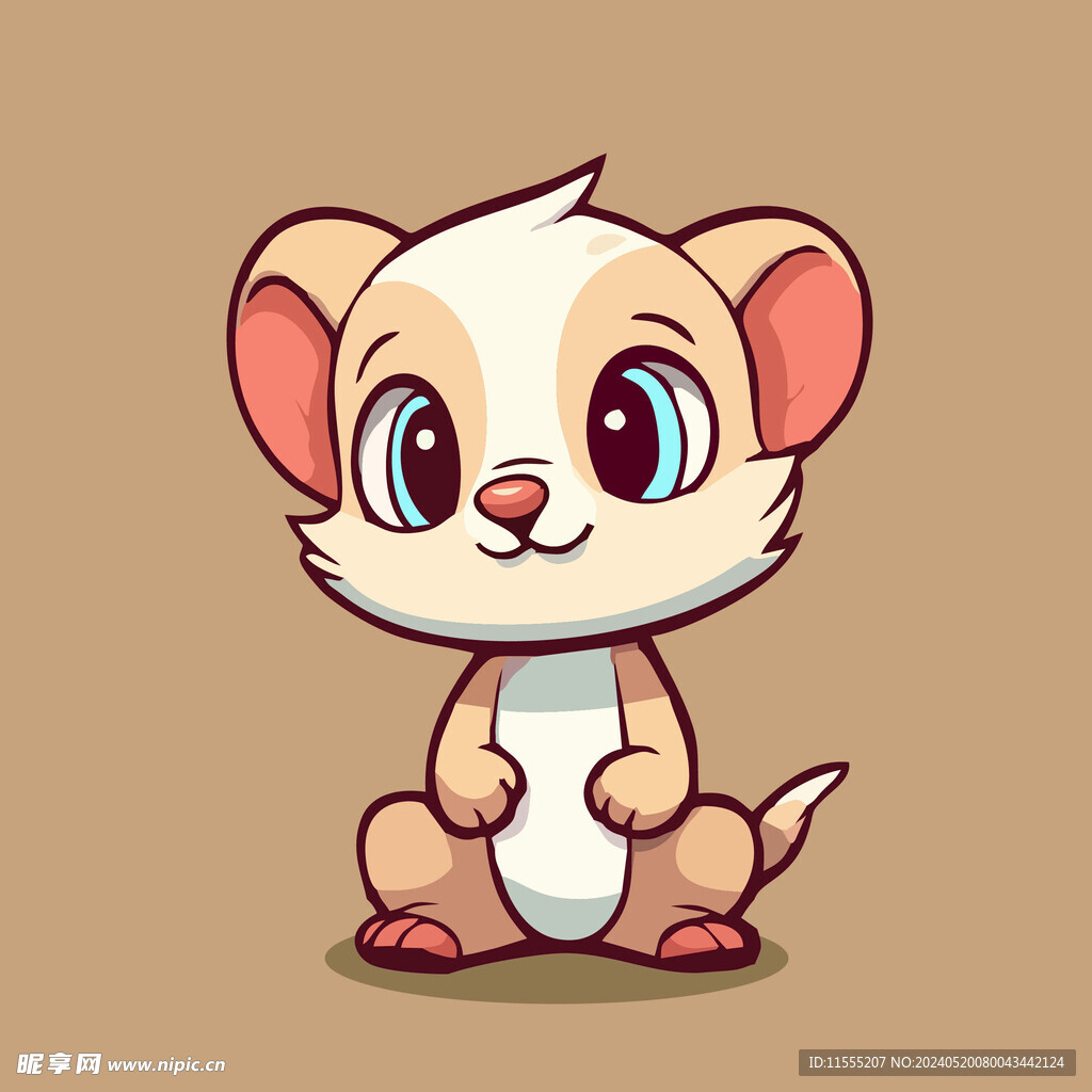 可爱貂矢量卡通画儿童插画